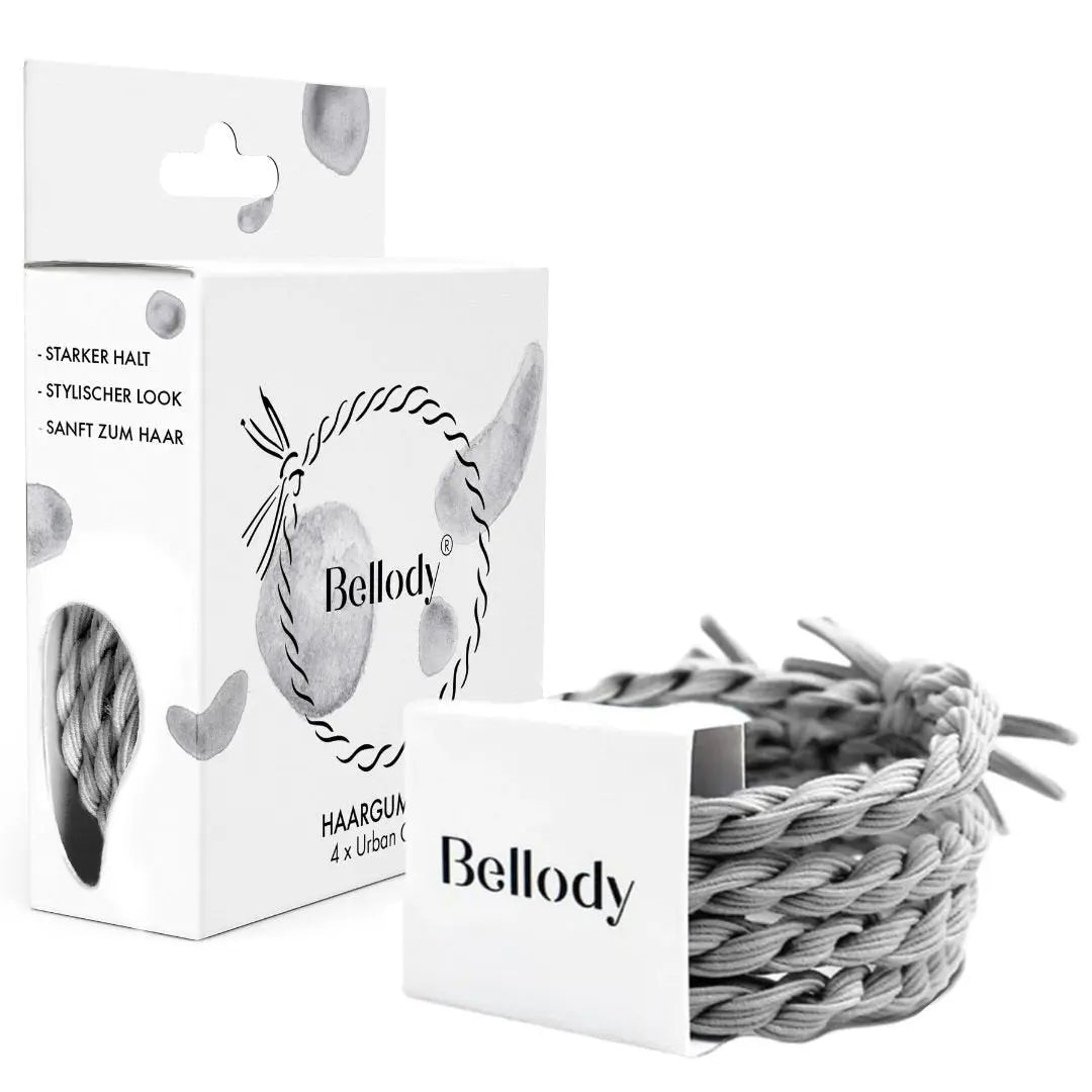Geflochtene Haargummis Grau 4er Set von Bellody