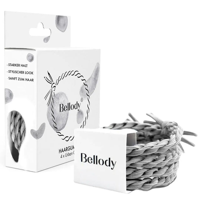 Geflochtene Haargummis Grau 4er Set von Bellody