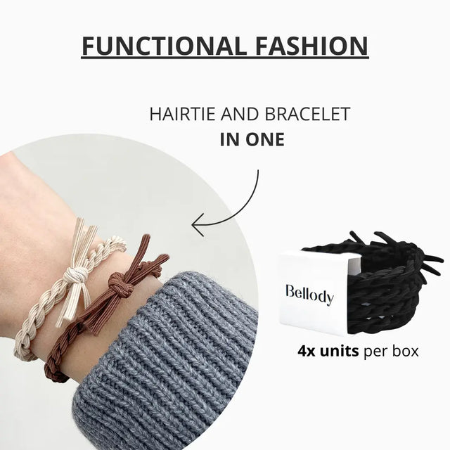 Geflochtene Haargummis Schwarz 4er Set von Bellody