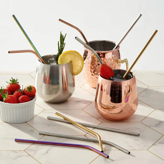 Trinkhalme Edelstahl 40 Stück Mehrfarbig von Oak & Steel