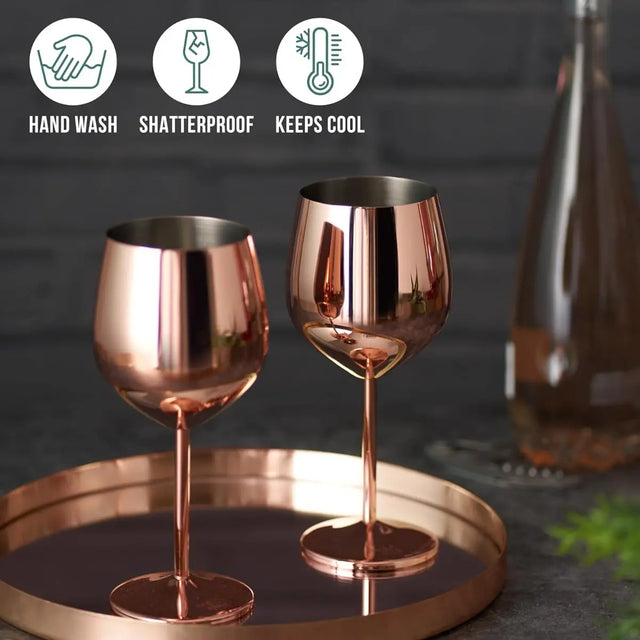 Edelstahl Weingläser Roségold 2er-Set von Oak & Steel