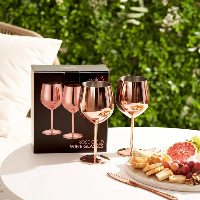 Edelstahl Weingläser Roségold 2er-Set von Oak & Steel