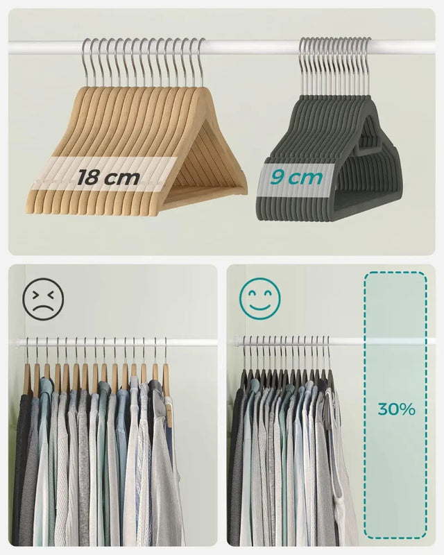 Kleiderbügel Samt 20er Set Silber-Grau von Songmics