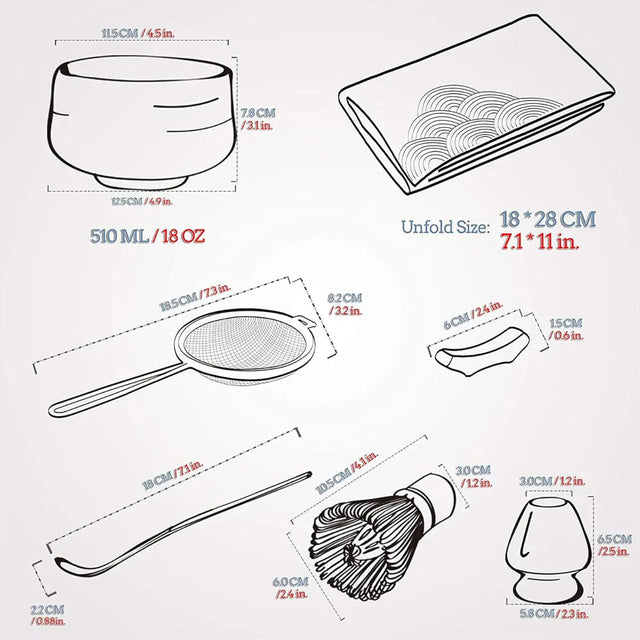 Matcha Set dunkelblau 7-tlg. von TEANAGOO