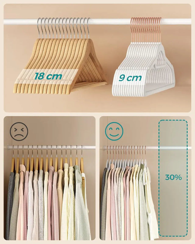 Kleiderbügel Samt 30er Set Weiss von Songmics