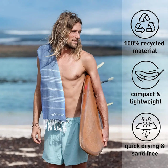 Hamamtuch Baumwolle Recycelt 100x200cm Blue - Sultan von Fit-Flip