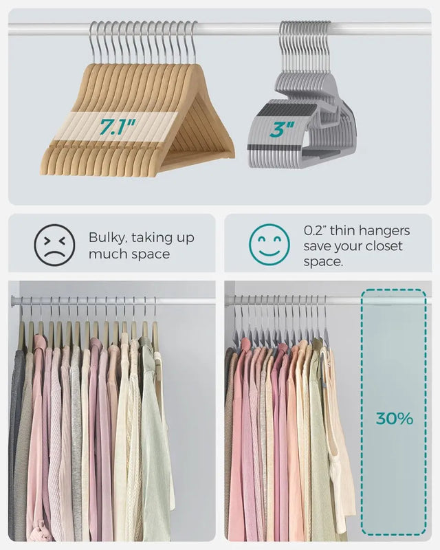 Kleiderbügel Kunststoff 50er Set Non Slip Grau von Songmics