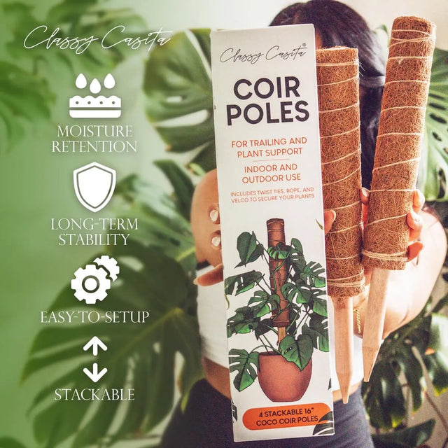 Kokosstäbe Rankhilfen 4er Set bis 160 cm Frei steckbar und kombinierbar von Classy Casita