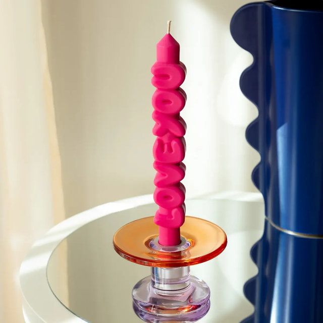 Kerze Taper candle LOVE YOU Pink von Taper Candles