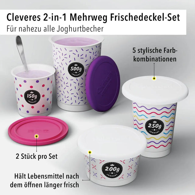 Mehrweg Frischedeckel für Joghurtbecher Weiss von Qikfresh