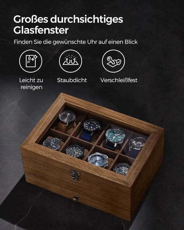 Uhrenbox Uhrenkasten 8 Fächer von Songmics