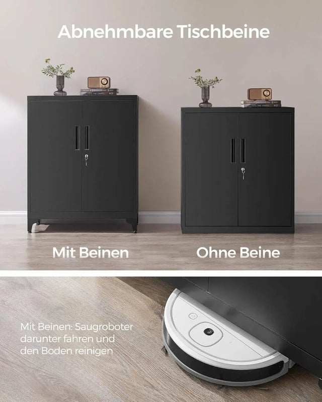 Aktenschrank abschliessbar Stahl Mehrzweckschrank Mattschwarz von Songmics