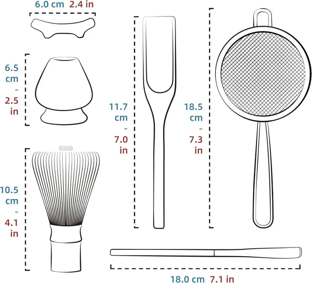 Matcha Set 6-tlg. Chasen, Chashaku, Sieb, Löffel & Halter von TEANAGOO