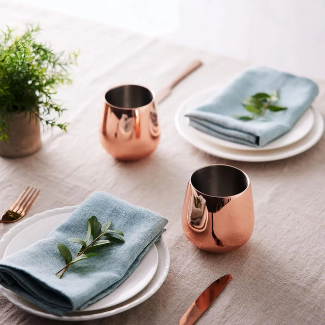 Edelstahl Trinkbecher Roségold 4er-Set inkl. Trinkhalmen von Oak & Steel