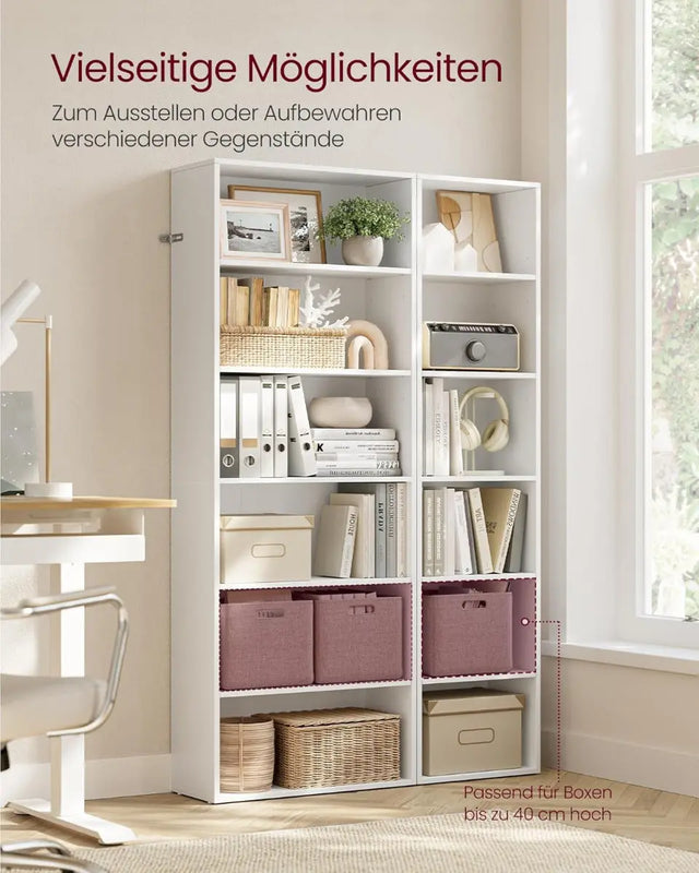 Bücherregal 6-stöckig Offenes Standregal Wolkenweiss, 24 x 60 x 178,5 cm von Songmics