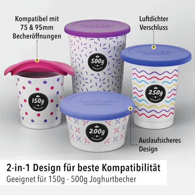 Mehrweg Frischedeckel für Joghurtbecher Blau von Qikfresh
