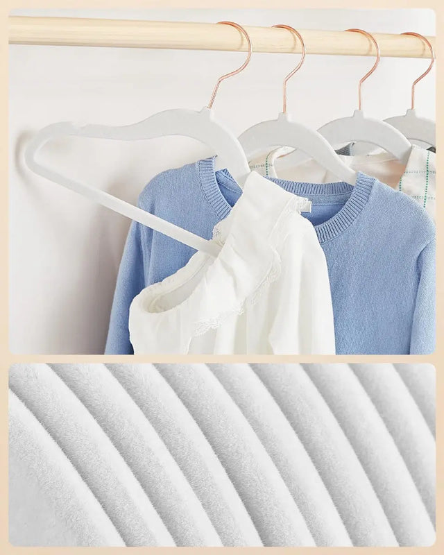 Kleiderbügel Kinder Samt 50er Set Weiss von Songmics