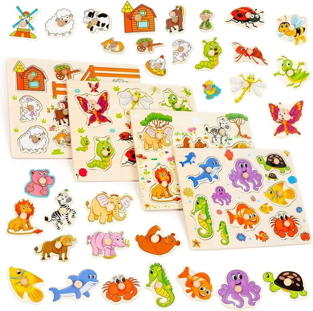 Steckpuzzle 4er Set Wildlife Holz von Twiddlers