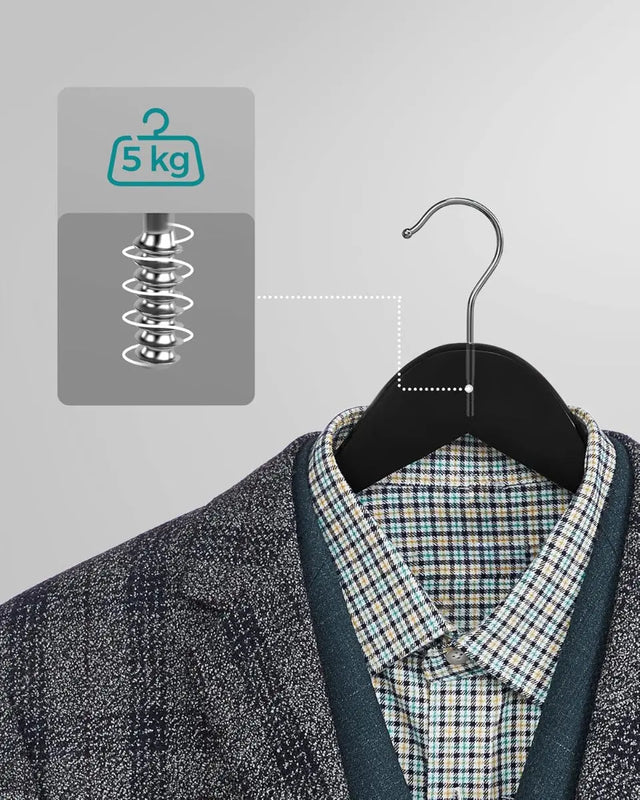 Kleiderbügel Holz 20er Set Einkerbungen im Schulterbereich Schwarz von Songmics