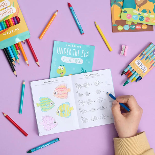 Malbuch Mini Safari, Dinosaurier, Wassertiere 24 Stück von Twiddlers