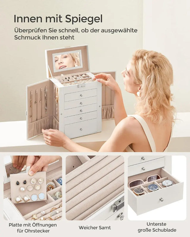 Schmuckkasten Schmuckschatulle mit 6 Ebenen von Songmics