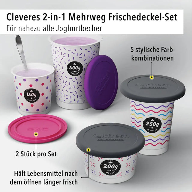 Mehrweg Frischedeckel für Joghurtbecher Schwarz von Qikfresh