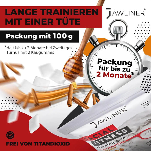 Fitness Cinnamon Honey Chewing Gum 100g Pack von JAWLINER