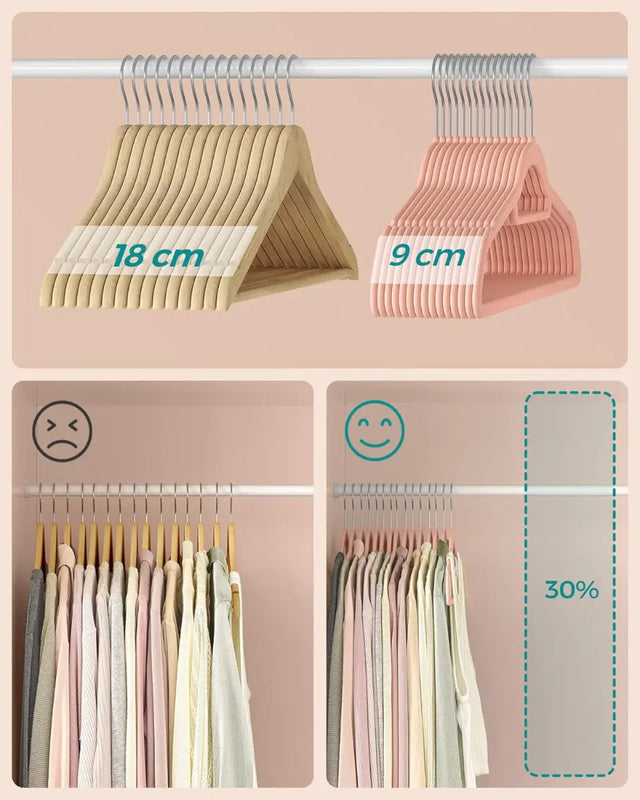 Kleiderbügel Samt 50er Set Hellrosa von Songmics