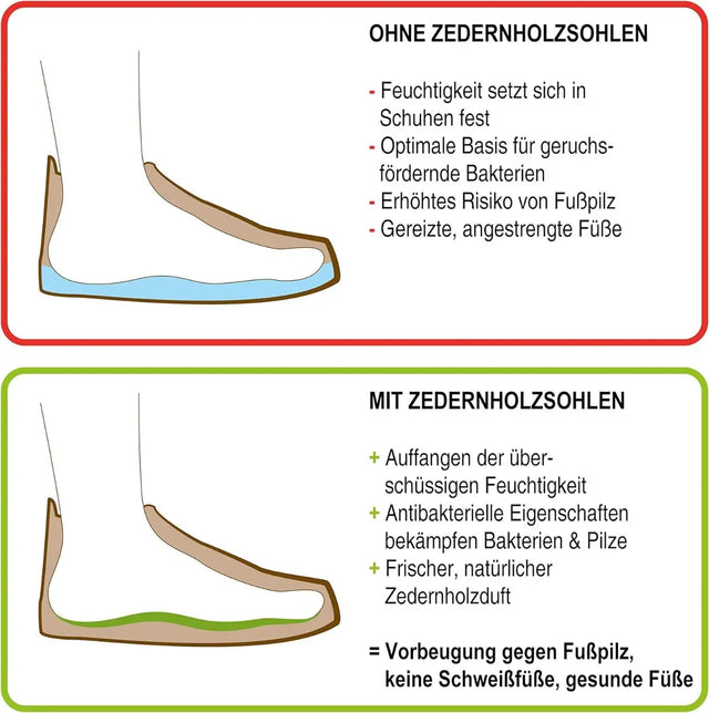 Zedernholzsohlen Herren Einlegesohlen gegen Schweissfüsse 39 EU von Nawemo