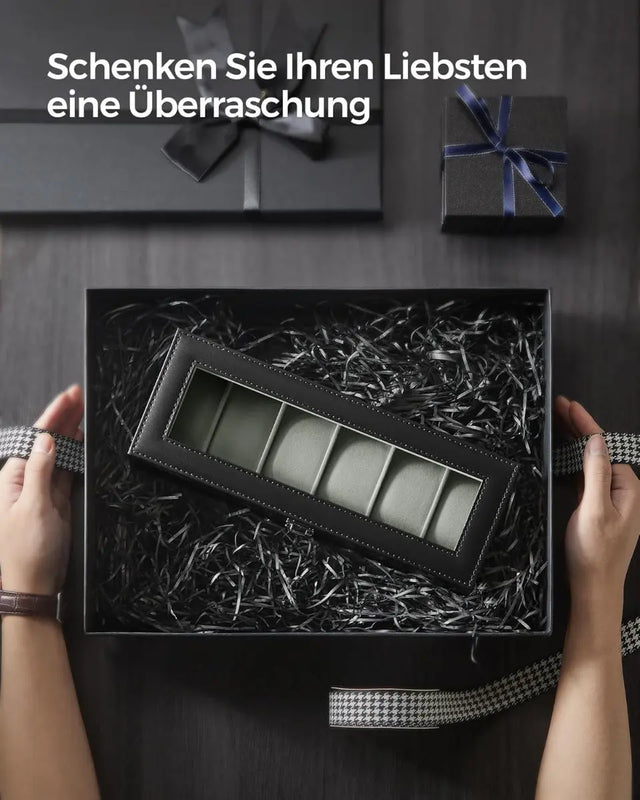 Uhren Aufbewahrung Box für 6 Uhren Schwarz von Songmics