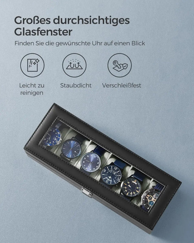 Uhren Aufbewahrung Box für 6 Uhren Schwarz von Songmics