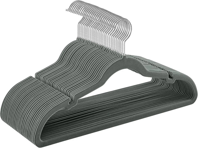 Kleiderbügel Samt 30er Set rutschfest Grau von Songmics