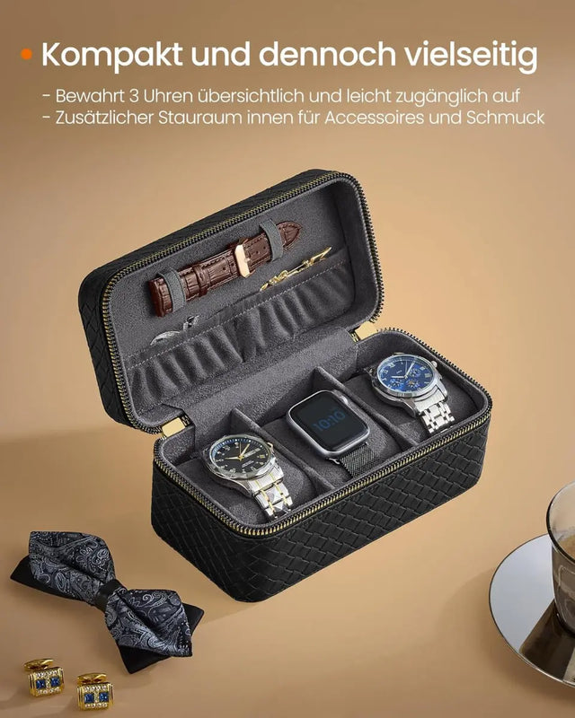 Uhren Aufbewahrung Box für 3 Uhren Grau von Songmics