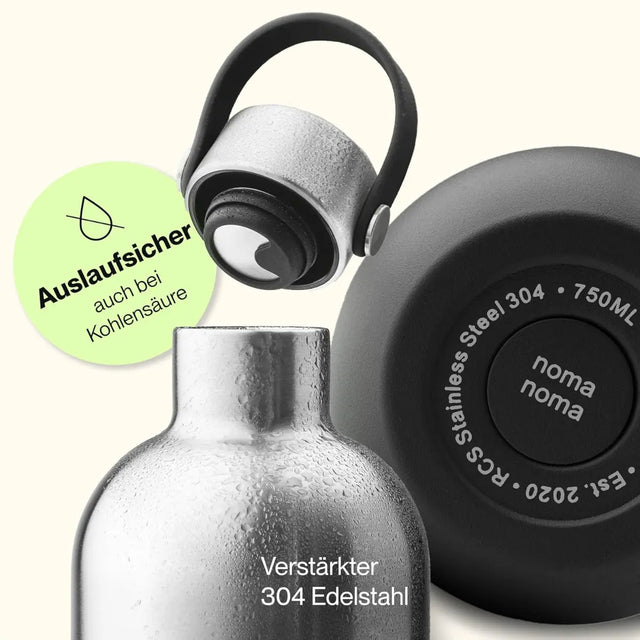 Trinkflasche Edelstahl auslaufsicher 750ml Coffee Black von noma noma