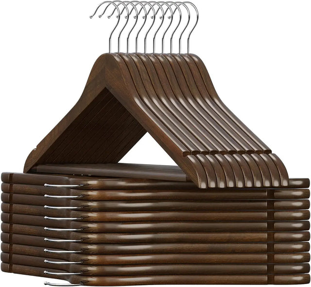Kleiderbügel Holz Dunkel 20er Set Einkerbungen im Schulterbereich von Songmics