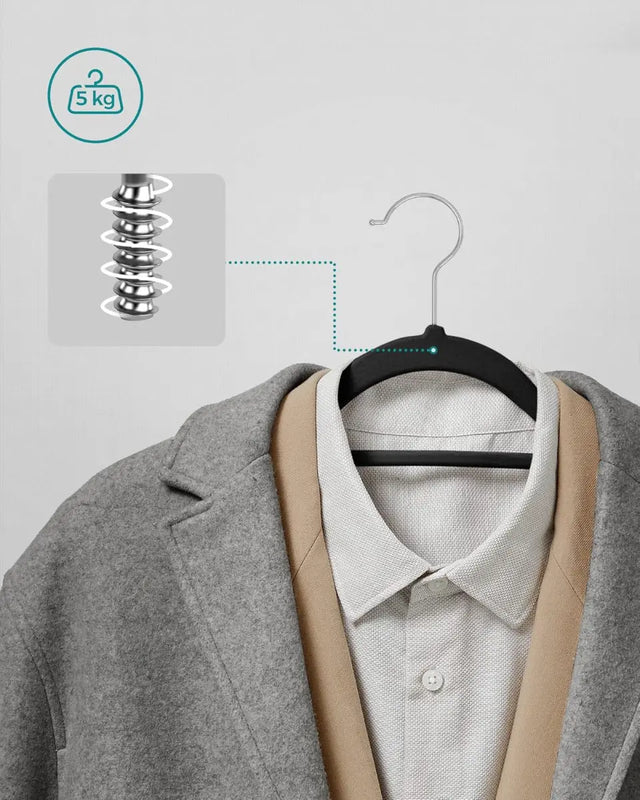 Kleiderbügel Samt 20er Set Silber-Schwarz von Songmics