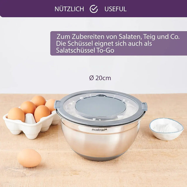 Rührschüssel mit Spritzschutzdeckel 20cm von Mastrad