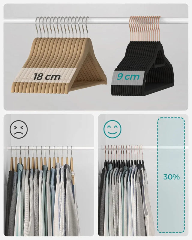 Kleiderbügel Samt 30er Set Schwarz von Songmics