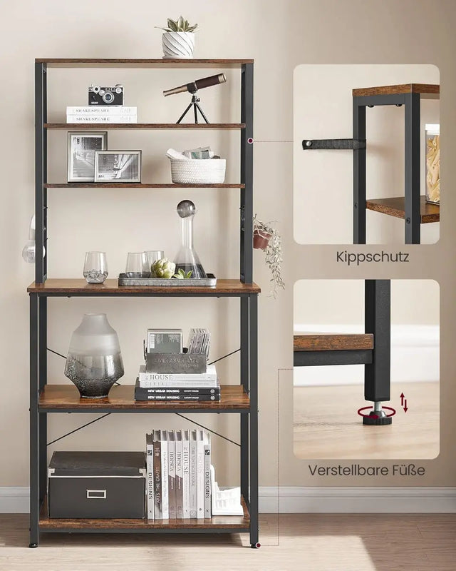 Küchenregal mit 6 Ablagen vintagebraun 60cm breit von Songmics