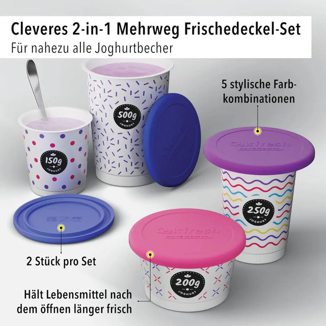 Mehrweg Frischedeckel für Joghurtbecher Lila von Qikfresh