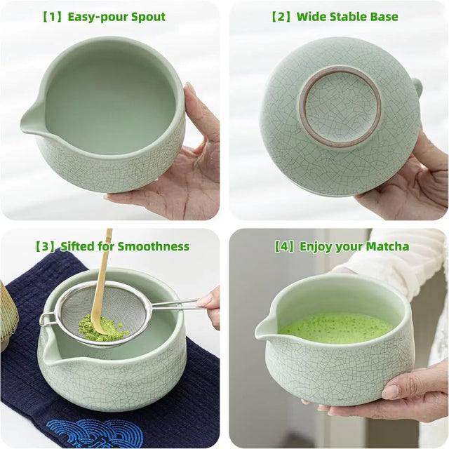 Matcha Set Hellgrün mit Ausgiessschale 7-tlg. von TEANAGOO