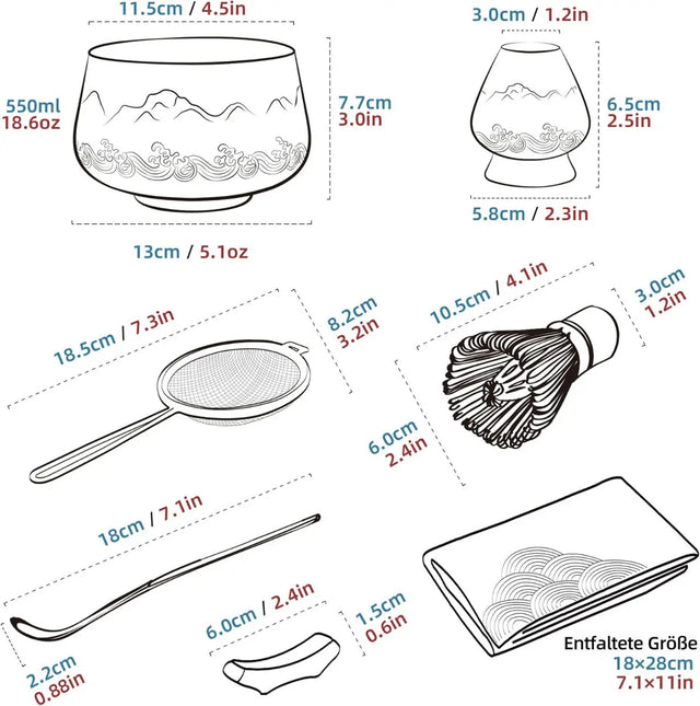 Matcha Set rosa Berg 7-tlg. von TEANAGOO