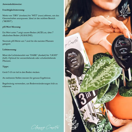 Feuchtigkeitsmessgerät 3 in 1 Für Feuchtigkeit pH-Wert und Lichtintensität von Classy Casita
