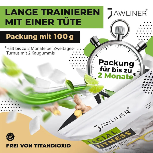Fitness Ginger Lime Chewing Gum 100g Pack von JAWLINER