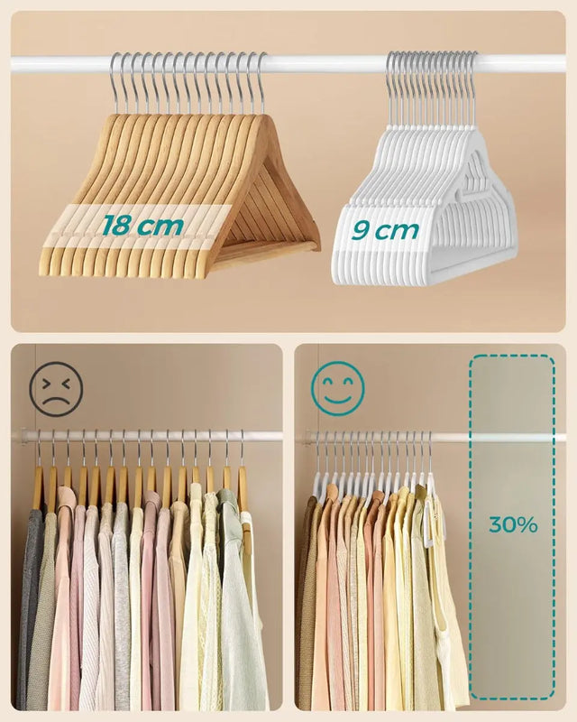 Kleiderbügel Samt 50er Set Weiss von Songmics