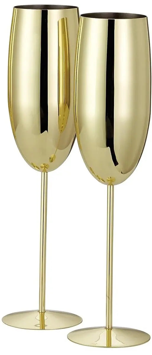Edelstahl Sektgläser Flute Gold 2er-Set von Oak & Steel