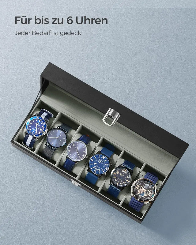 Uhren Aufbewahrung Box für 6 Uhren Schwarz von Songmics