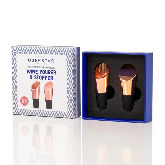 Weinausgiesser & Weinstopper 2er-Set Rose Gold von Uberstar