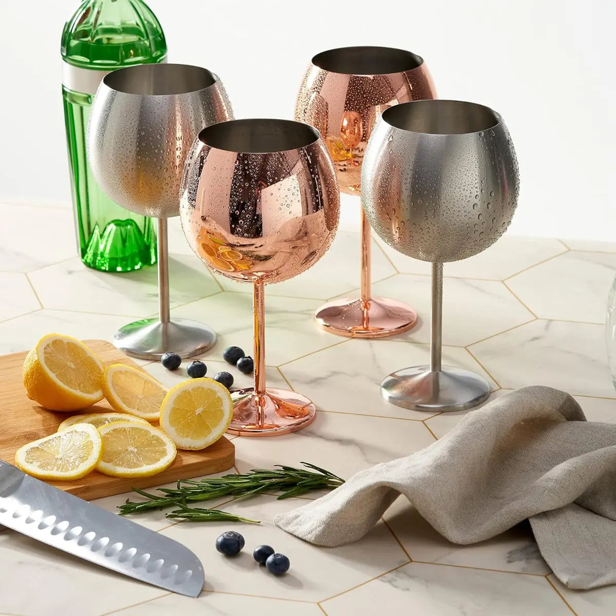 Edelstahl Gin Gläser Silber 4er-Set von Oak & Steel