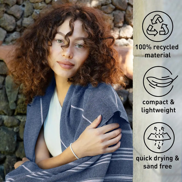 Hamamtuch Baumwolle Recycelt 100x200cm Navy - Sultan von Fit-Flip